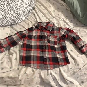 Calvin Klein Jeans Red and Black Plaid Kids Shirt Mint Cond